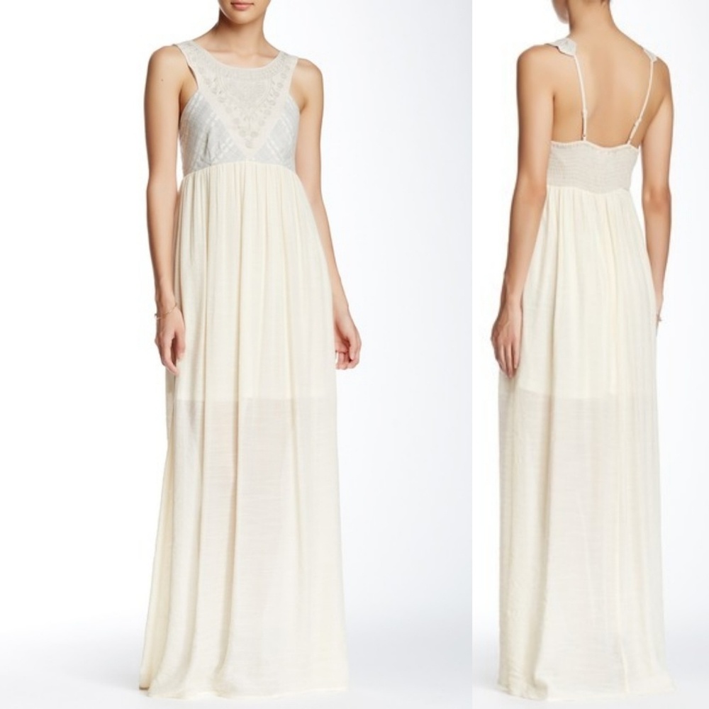 Flying tomato cream embroidered maxi dress…